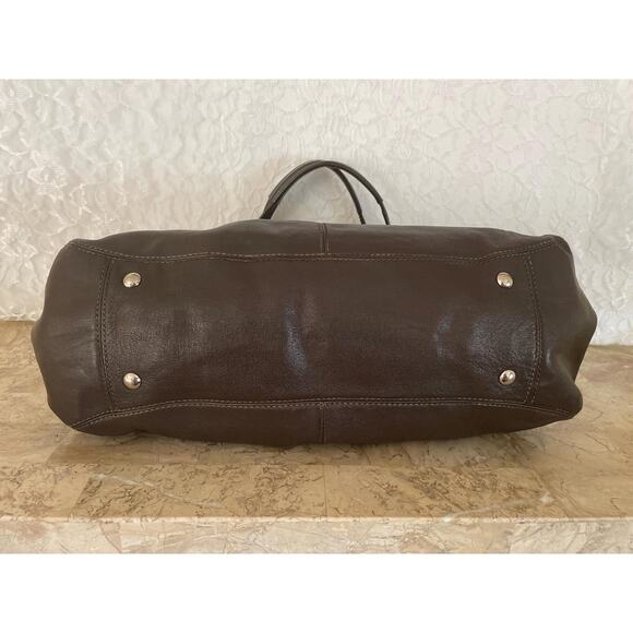 COACH large Mia/garnet brown Pleated texture Leather Carryall Shoulder Bag 13921 - Picture 6 of 10